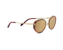 Serengeti Geary Red Streacky Acetate With Bold Gold Mineral Polarized Drivers Gold